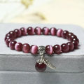 Fashion Natural Color Agate Cat's Eye Stone Bracelet For Women Crystal Beaded MJK. 