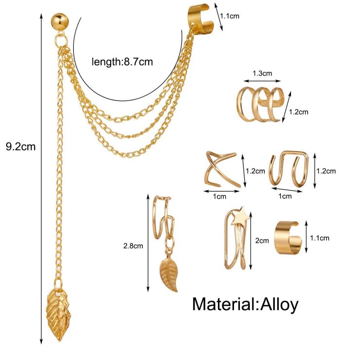 Bohemian%20Star%20Leaves%20Non-Piercing%20Ear%20Clip%20Earrings%20For%20Women%20Ear%20Cuff%20Jewelry%20-%20Image%204