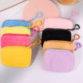 Women's Square Mini Plush Coin Purse Headphone Bag Key Wallet Cute Children's Wallet. 