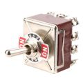 Durable ON/OFF/ON Three-position Rocker Control Heavy Duty Toggle​​ High Current Capacity Controller Device 4PDT 12 Pin Rocker Switch ​​3 Position Switch​​ Button Mechanism for Mechanical System ​Electrical Toggle​​ Electrical Equipment. 