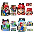 Super Mario Bros Boys Girls Cartoon Bags Pencil Case Messenger Bag Children 3PCS Student School Bags Orthopedic Backpack. 