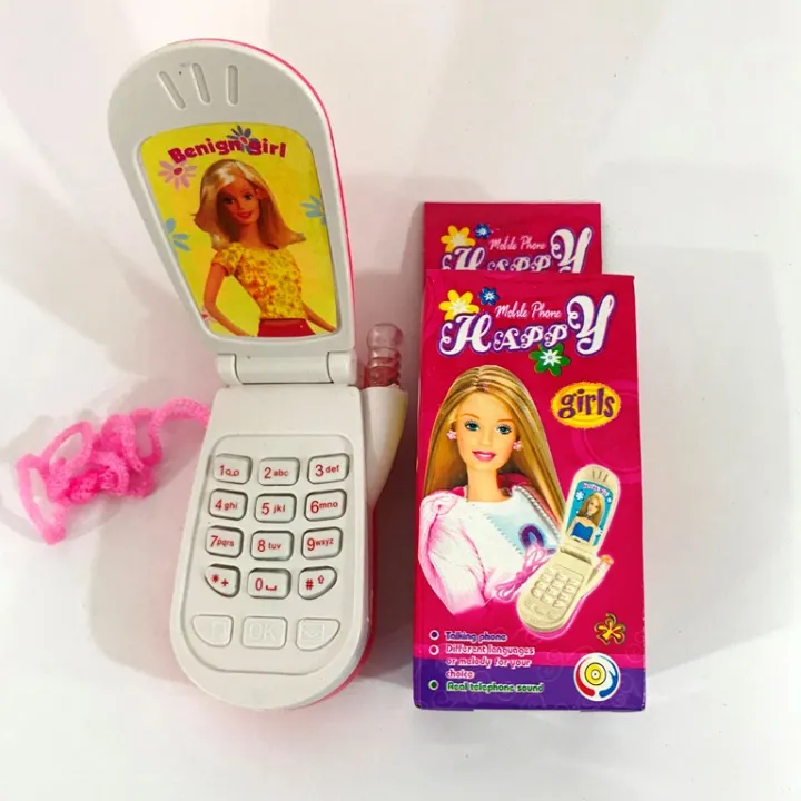 Princess Girls Sparkle Pink Mobile Phone Flip Toy Phone With Music