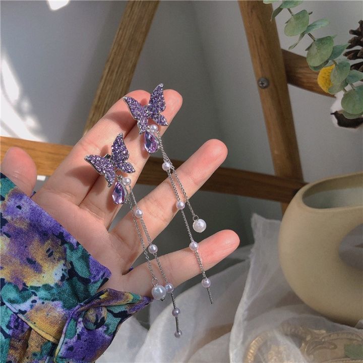 Enacolor%20%20%20Long%20Dangle%20Earrings%20Exquisite%20Purple%20Crystal%20Pearl%20Butterfly%20Drop%20Earrings%20for%20Girls%20-%20Image%206