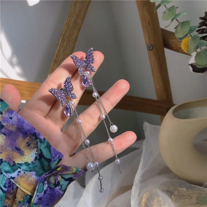 Enacolor%20%20%20Long%20Dangle%20Earrings%20Exquisite%20Purple%20Crystal%20Pearl%20Butterfly%20Drop%20Earrings%20for%20Girls%20-%20Image%206