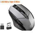 2.4G USB & Type-C Wireless Mouse 500mAh Ergonomic Rechargeable Home Silent Mice for Laptop Desktop Computer Mac. 