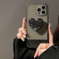 Black Case with Love Pop socket Soft Silicone Cover for Apple Mobile Phone Protective Case for iPhone 13 Pro Max / 12 Mini / 11 Pro Max / XR / XS Max / SE2 / 7 /8 Plus. 