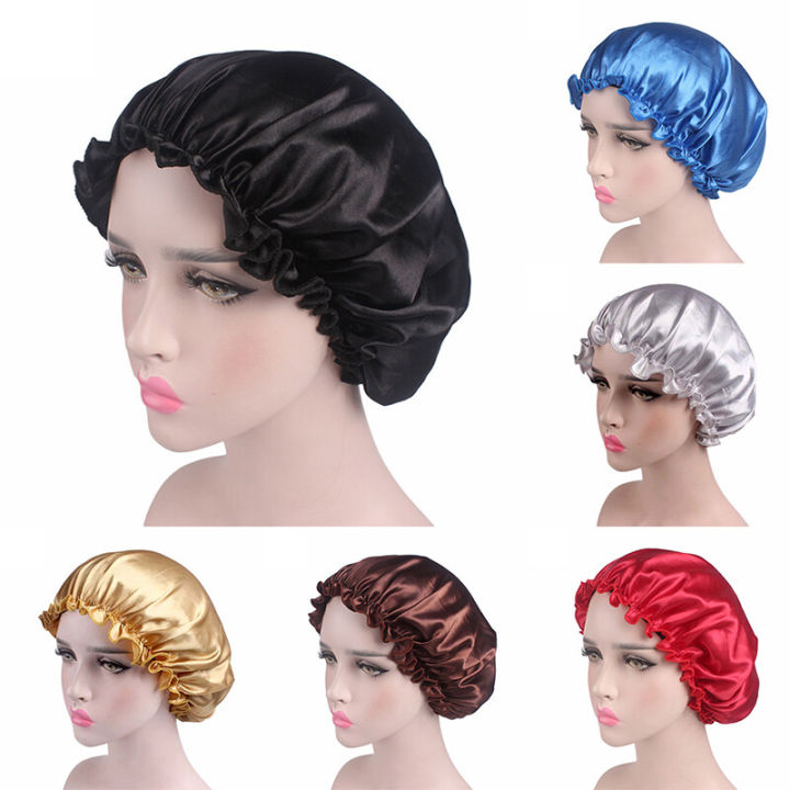 Silk%20Satin%20Night%20Sleep%20Cap%20Hair%20Bonnet%20Hat%20Head%20Cover%20Wide%20Band%20Adjust%20Elastic%20-%20Image%204