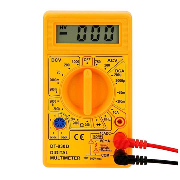 DT830D Mini LCD Digital Multimeter Voltmeter Voltage Ampere Ohm Tester DC AC Ammeter Power Meter Test With Probe Buzzer and Free Battery