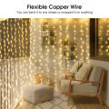 Auoyo Curtain Lights 300 LED Curtain Fairy String Lights with Remote USB Plug in Copper Wire Lights for Bedroom Wedding Party Home Garden Indoor Wall Christmas Decorations. 