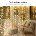 Auoyo Curtain Lights 300 LED Curtain Fairy String Lights with Remote USB Plug in Copper Wire Lights for Bedroom Wedding Party Home Garden Indoor Wall Christmas Decorations. 