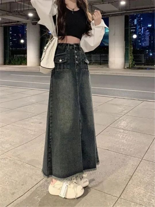 Retro%20Gray%20Maxi%20Long%20Denim%20Skirt%20Women%20Y2k%20Tassel%20Buttoned%20Bleached%20Blue%20Jeans%20Skirt%20Oversize%20Vintage%20High%20Waist%20Acubi%20Fashion%20-%20Image%204