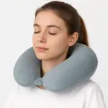 3Q Comfort Velvet U-Shaped Neck Pillow for Travel - Soft, Adjustable Neck Support Cushion for Car, Flight, Home - New. 