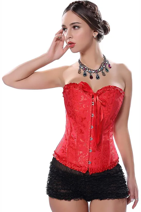 Corsets%20for%20Women%20Corset%20Top%20Bustier%20Overbust%20Lace%20Up%20Corset%20Plus%20Size%20Waist%20Support%20Belt%20-%20Image%204