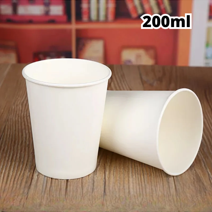 Disposable Paper Cup White 200ml 100 Pcs For Birthday Parties Coffee 