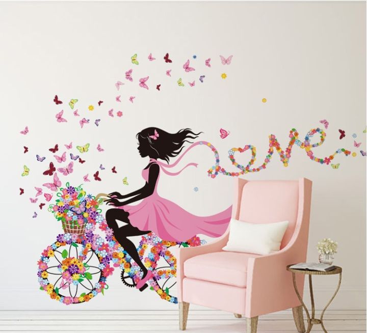 Buy%20More%20Cycle%20Girl%20with%20Wall%20decoration%20stickers%20room%20wallpaper%20bedroom%20nursery%20kids%20room%20Home%20decoration%20Wall%20Stickers%20-%20Image%203