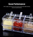 Transparent Crystal Condiments Organizers Seasoning Box Condiments 4 Spice Crystal Seasoning Box with FREE Spoons. 
