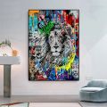 Abstract Lion Animal Graffiti Art Canvas Oil Painting Print Poster Pop Art Wall Picture for Living Room Home Decoration No Frame. 