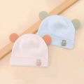 Soft Cotton Newborn Hat Cute Cartoon Bear Ear Baby Beanie Solid Color Infant Boy Girls Bonnet Cap Spring Summer. 