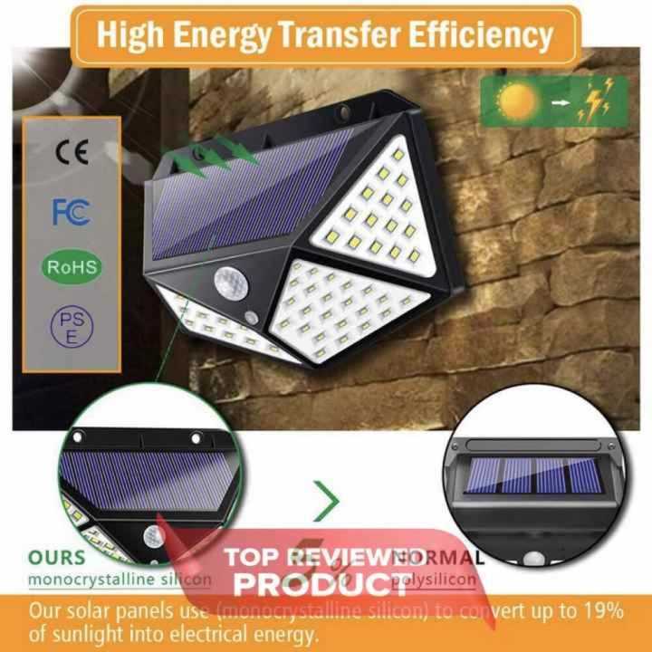 Outdoor 100 LED Solar Power Wall Light Motion Sensor Waterproof Lamp