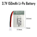 3.7V 150mAh 30C Li-Po Battery Mini Rechargeable Lithium Polymer LiPo Battery for RC Airplane Toy Arduino Electronics. 
