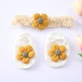 【Fullyoung_520 Store】2 pcs/set baby headband socks set flower anti slip floor sock Sweet Floral Princess elastic hair for toddler. 