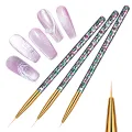 Monja 3Pcs/Set Nail Art Acrylic Transparent Handle Stripes Lines Liner Drawing Brush Pattern Design Painting Pen Manicure Tool. 