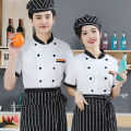 Chef Overalls Short-Sleeved Suit Summer Men's and Women's plus-Sized Kitchen Baking Restaurant Hotel Canteen Kitchen Clothes. 