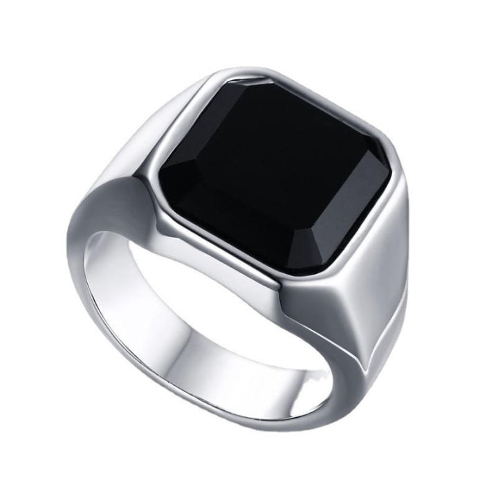 Men's Ring Black Cubic Zircon Fashion Finger Ring Simple Biker Classic Rings Mystic