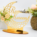 1pcs Acrylic Eid Mubarak Table Decoration, Ramadan Moon Night Light. 