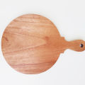Wooden Pizza Serving Plate with Handle Round 10*10 Inches Modern Kitchen & Dining Brown Color Cutting Board for Home Restaurant. 