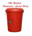 50 L Ecofriendly Durable Plastic Bucket Open Top Container with Lid and STEEL Handle Strong. 