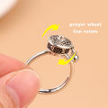 Buddhist Tibetan Prayer Wheel Ring Good Luck Chakras Ring Lotus Floral Ring Open Adjustable Rotating Rings Gifts YUEYING. 