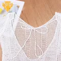Summer Swimwear Cover-up Hollow Backless Crochet Swimsuit Cover-up for Summer Vacation Women's Sheer Knit Beach Swimwear Tunic Top Knit Swimdress Cover-up. 