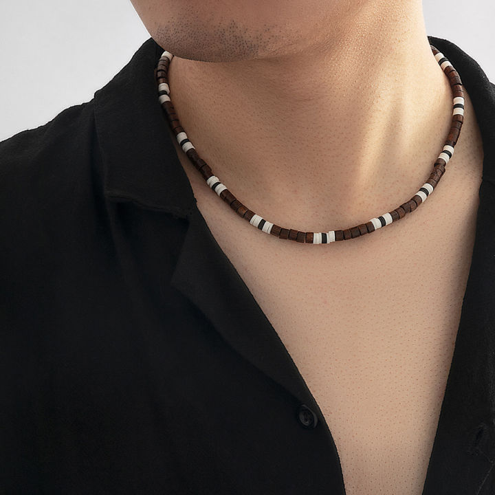Men%20Necklace%20Beaded%20Elegant%20Polymer%20Clay%20Wooden%20Beads%20Splicing%20Casual%20Bohemia%20Clavicle%20Necklace%20Fashion%20Jewelry%20-%20Image%203