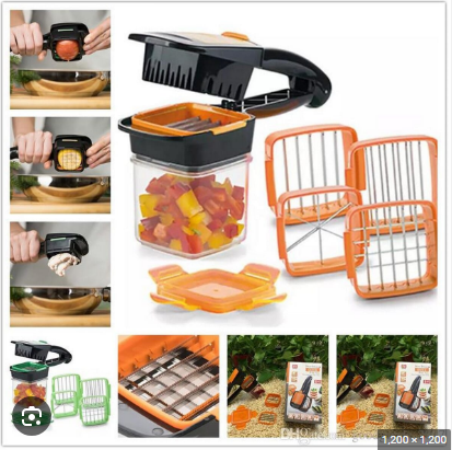 Genius Nicer Dicer Quick Chopper,5-in-1 Manual Multi-Slicer with Interchangeable Blades, Ideal for Fast and Accurate Slicing, Dicing, and Chopping