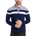 Men's Long Sleeve Polo Shirts Casual Shirt Slim Fit Patchwork Collared Shirt Lapel Business Fitness T-shirt. 