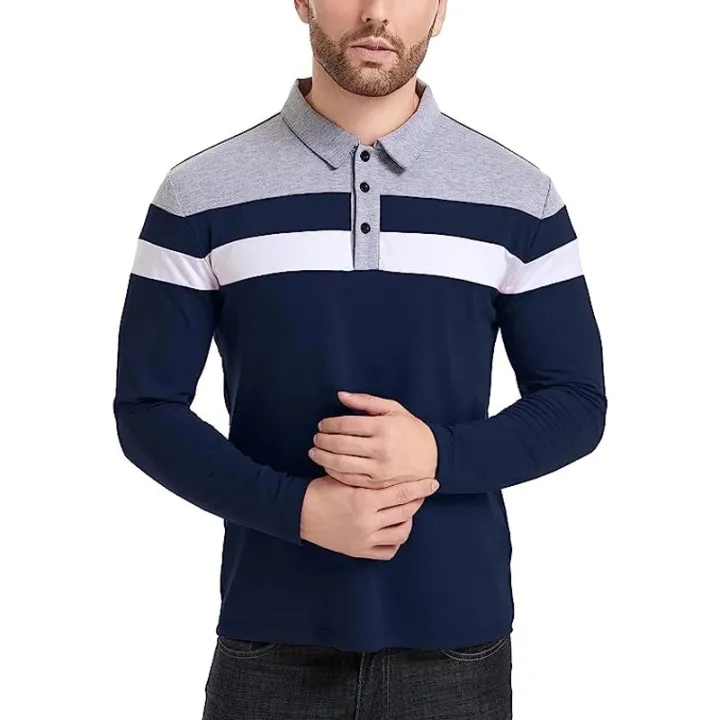 Men's%20Long%20Sleeve%20Polo%20Shirts%20Casual%20Shirt%20Slim%20Fit%20Patchwork%20Collared%20Shirt%20Lapel%20Business%20Fitness%20T-shirt%20-%20Image%205