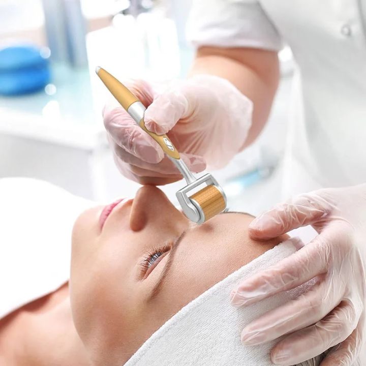 Professional Derma Roller Growth & Hair Regrowth Micro Needles Derma Roller Anti-Aging Skin Care Beauty Tool,Gold  Derma Roller REAL NEEDLES  Microneedles Dermaroller Micro Needle Roller Microneedling Derma Needling Kit