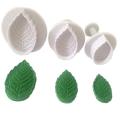Rose Leaf Cutter : 3-piece Plastic Veined Rose Leaf Plunger Cutter Set Fondant Embossing Tool for Cupcake Topper Cake Decorating Color White. 