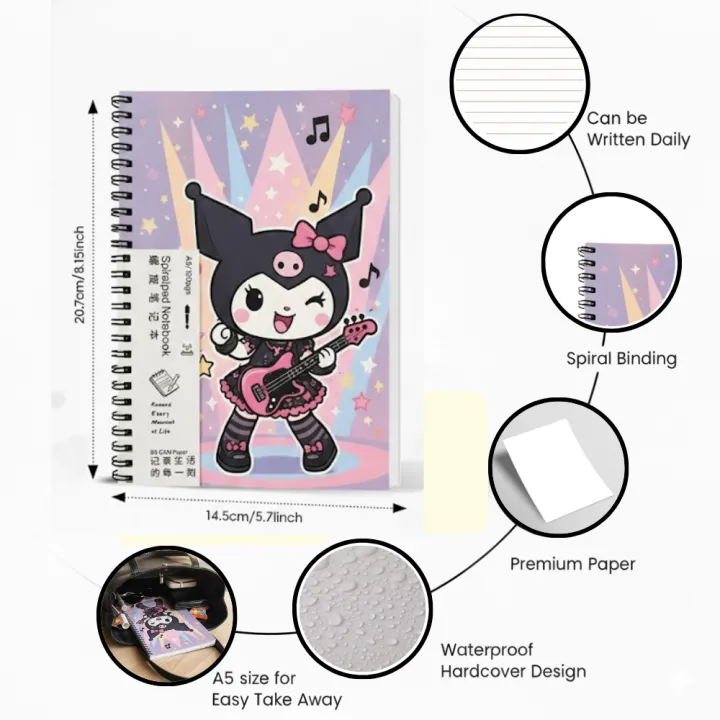 Note%20Pad%20%7C%20Spiral%20Notebook%20%7C%20Journal%20%7C%20A5%20%7C%20100Pgs%20%7C%20Kuromi%20Spiral%20Notebook%20Gift%20-%20Image%202