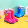 【FOOT SOFA】2-10 Years Old Children's Rain Boots Boys and Girls Water Shoes plus Velvet Cotton Cartoon Rubber Boots Water Boots Non-Slip Warm Rain Boots Snow Boots. 
