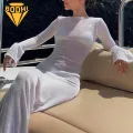 Comfortable Swim Cover-up Lace-up Backless Beach Cover-up Dress for Sun Protection Swimwear. 
