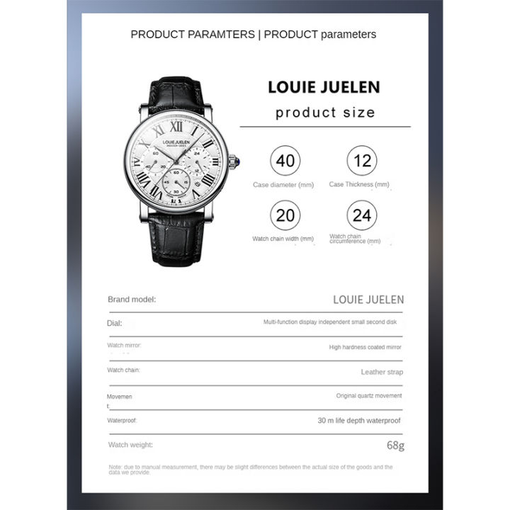 DGSenpi%20Men's%20Multi-Functional%20Waterproof%20Big%20Dail%20Watch%20Ge-nuine%20Leather%20Strap%20Calendar%20Quartz%20Watch%20-%20Image%203