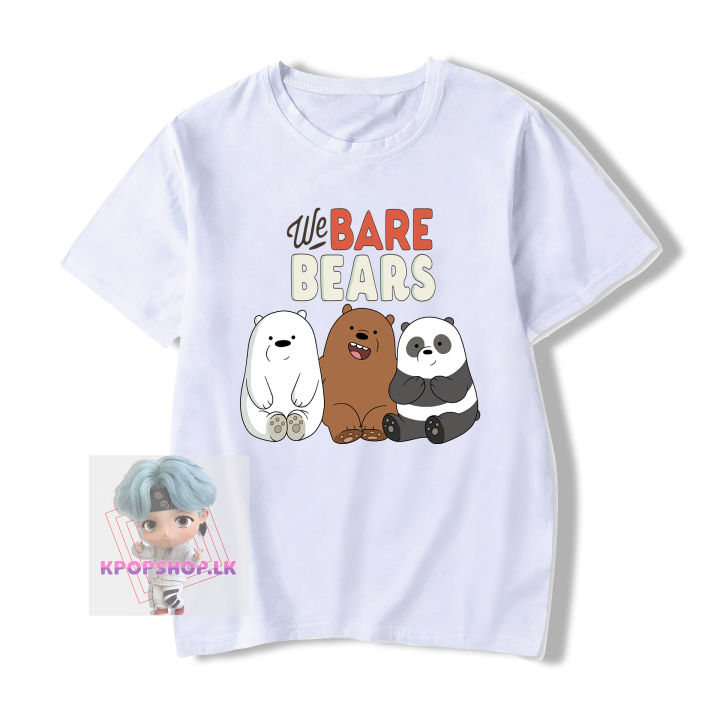 Premium We Bare Bears CN Cotton Cartoon Crew Neck Short Sleeve Tshirt For Men Women