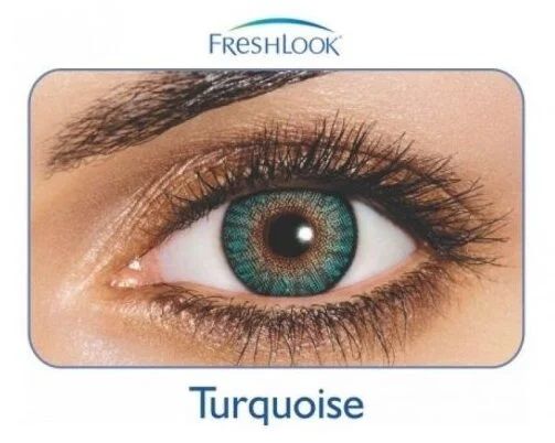 Colour TURQUOISE- Fresh Look tel Color Blends Contact Lens - Full Set - Color Contact Lens (Replacement Cycle: 12 Month)