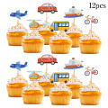 Happy Birthday Banner Cartoon Airplane Car Vehicle Cake Per Transportation Theme Decorations Baby Shower Kids Party Supplies. 