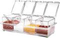 Transparent Crystal Condiments Organizers Seasoning Box Condiments 4 Spice Crystal Seasoning Box with FREE Spoons. 