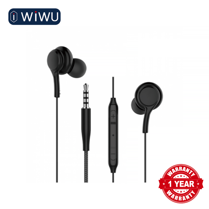 WIWU 3.5MM WIRED EARPHONE BLACK (6 MONTHS) , (EB310)