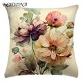 Long-lasting Pillow Cover Floral Print Cushion Cover Pillowcase Soft Durable Decorative Pillowslip for Easy Maintenance Favorite. 
