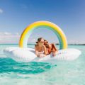 Giant Inflatable Rainbow Cloud Daybed Pool Float, Luxury Float for Summer Pool Parties and Entertainment. 